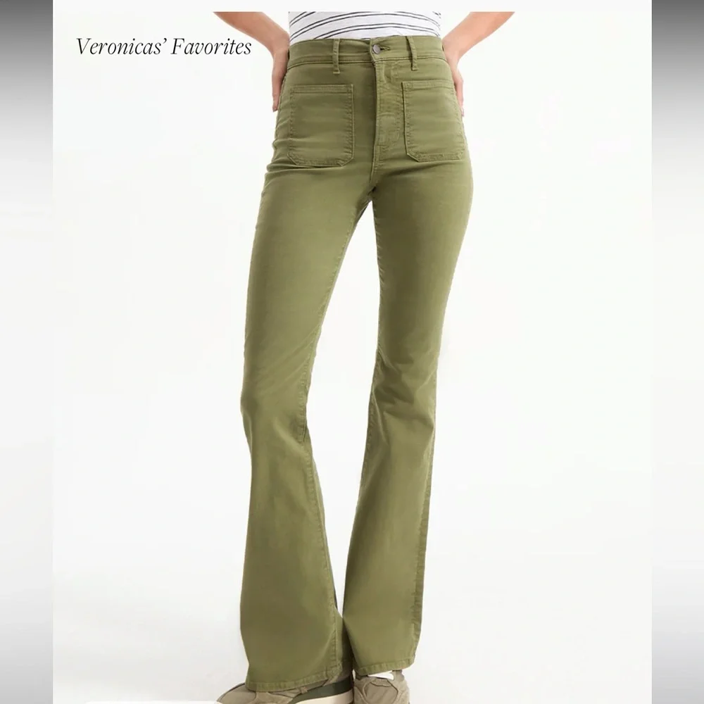 Veronica Beard Beverly Patch-Pocket Skinny Flare Twill Pant - Picture 2 of 7